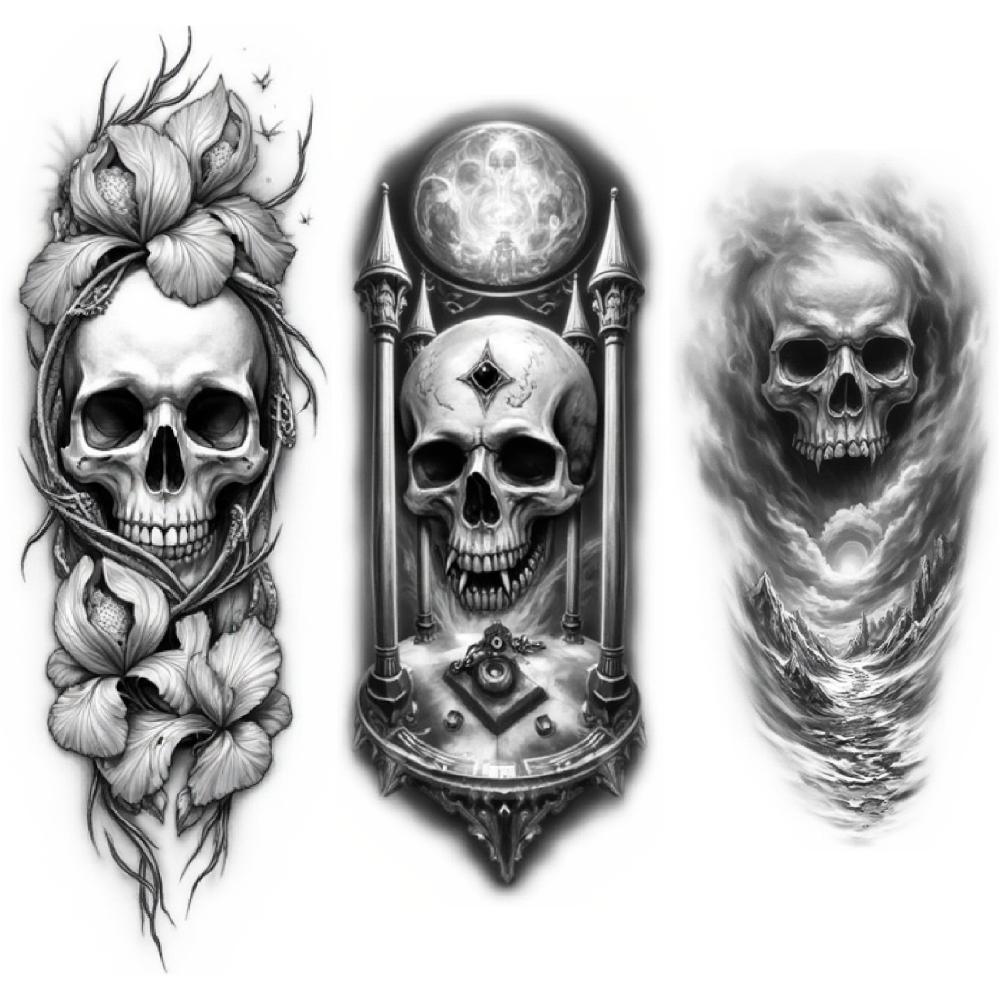 3pcs Temporary Tattoo Realistic Temporary Tattoos Wings Bat Flowers For Thighs Arms Men