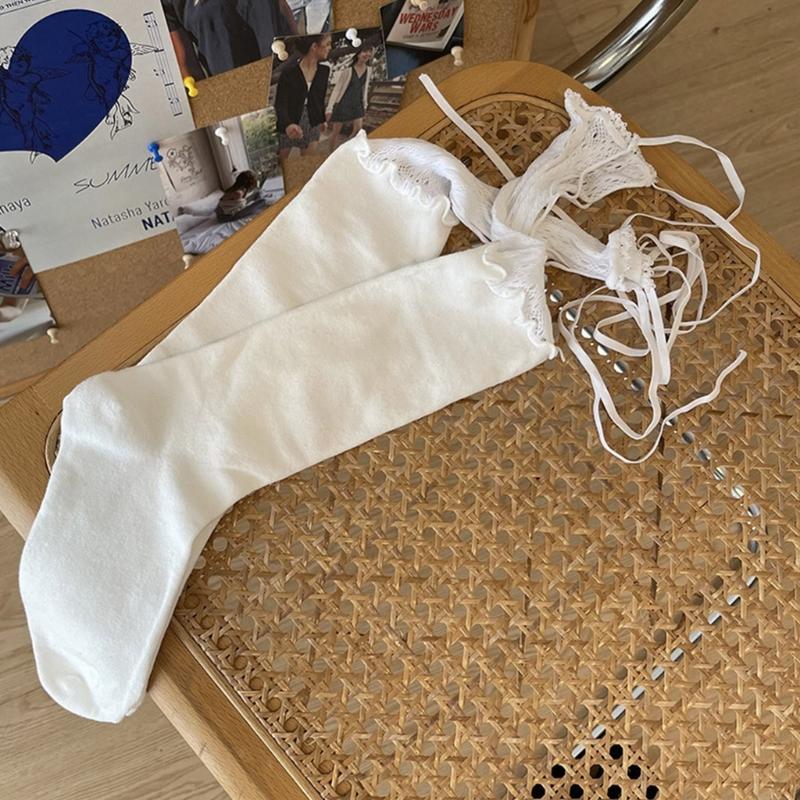 Womens Fashion Lace Mesh Knee Socks Sexy Patchwork Calf Socks Lace Socks for Ladies Decorations Long Fishnet Stockings