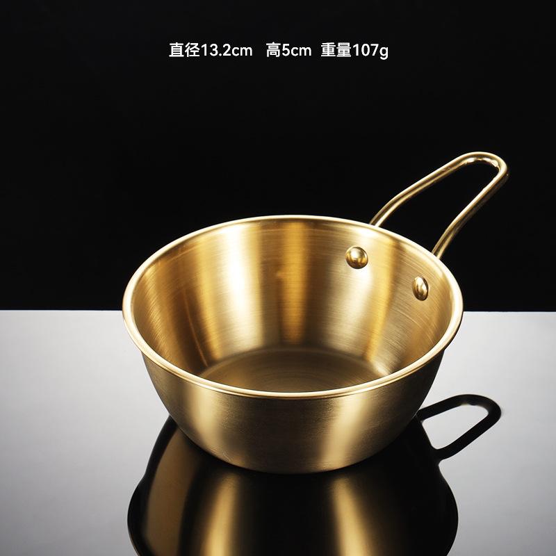 304 Stainless Steel Rice Wine Bowl Titanium-plated Gold Multi-specification Children's Bowl Outdoor Camping Set with Handle