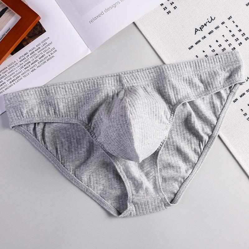 Chiloți bărbați din bumbac pur respirabil cu nervuri, model triunghiular cu design U-Bulge