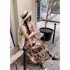 Holiday Style Splicing Printing Suspender Dress Women's Summer New Design Sense Niche Loose and Thin Long Dress