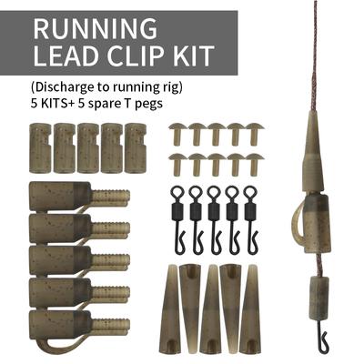 30 SZTUK Akcesoria do połowu karpia Zestaw klipsów do żyłki Running Lead Clip Klipsy do obciążenia Gumki na ogon Zatyczki Kołki T Obrotówka QC do zestawu karpiowego