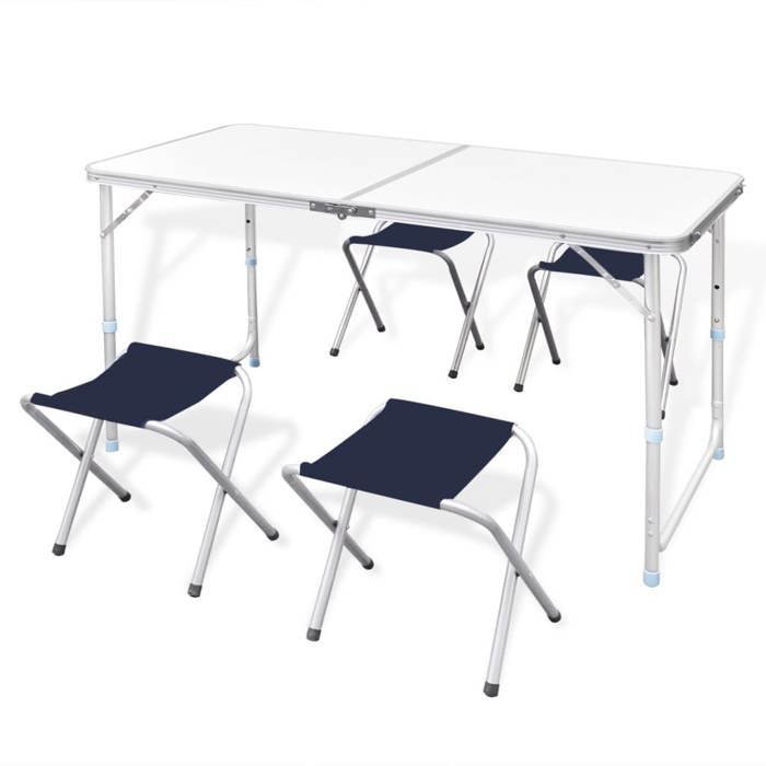 VidaXL Ensemble de Table Pliable de Camping et 4 Tabourets, Meuble à Manger, Mobilier de Jardin Cuisine Patio Pique-nique 41328