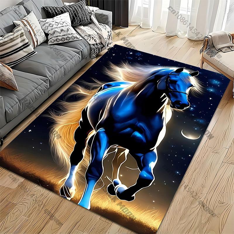 Majestic Horse Under Starry Night Carpet Yoga Living Room Room Decor Children's Crawling Mat Doormat Area Rug Games Mat