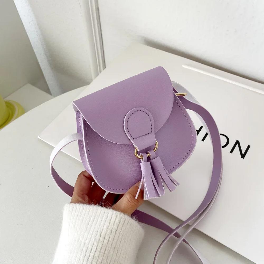 PU Leather Children Small Shoulder Bag Cute Princess Accessories Kids Coin Purse Handbags Cute Girls Baby Tassel Crossbody Bags