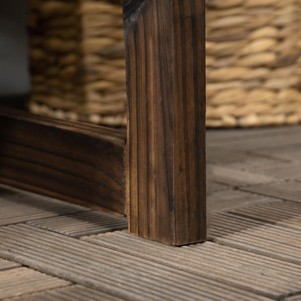 Panca da Giardino in Legno da Esterno, Sedia Loveseat da Patio con Schienale a Doghe e Braccioli Lisci per Due Persone, per Cortile, Prato, Portico, Finitura Carbonizzata