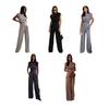Women Two Piece Outfits Summer Sleeveless Irregular Hem Top And Wide Leg Pants Set Casual Business Office Set