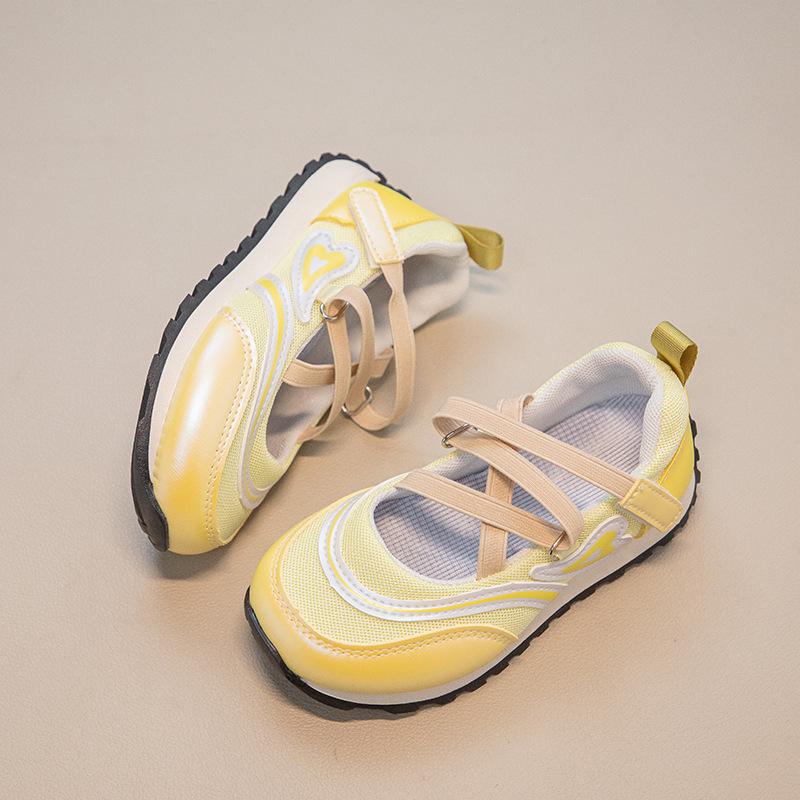 Mary Jane 2026 Spring/Summer Girls Mesh Sports Shoes - Breathable, Lightweight, Soft Sole for Kids 26 жёлтый