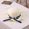 Family Beach Hat Natural Straw Woven Wide Brim Sun Protection Foldable Lightweight Summer