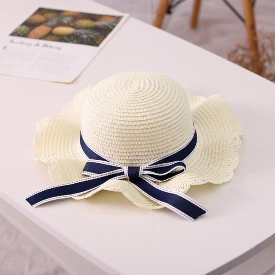 Family Beach Hat Natural Straw Woven Wide Brim Sun Protection Foldable Lightweight Summer