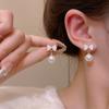 New Fashion Korean Cute Sweet Black White Women Statement Stud Earrings Fabric Lace Bow Drop Earrings Luxury Jewelry Party Gifts