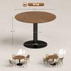 Round Dining Table for 6 People, 110 cm Modern Kitchen Table with Base for Living Room, Brown Wood Grain
