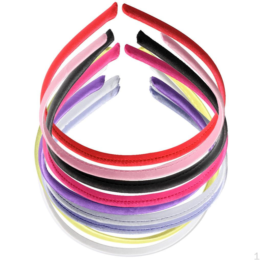 10 Pcs Women Girls Satin Plain Headband Alice Ban Hair Band Diy