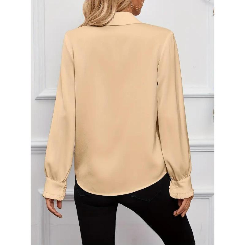 Women's Ruffle Layered Long Sleeve Blouse Fashion Statement Shirt
