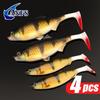 4pcs Soft Fishing Kit-2pcs 14cm/5.5inch with 2pcs 10cm/3.9inch Artificial Bait for Pike Perch Zander Catfish