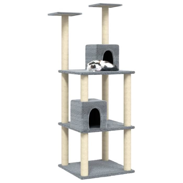VidaXL Cat Tree with Sisal Scratching Posts Light Grey 141 Cm 171525
