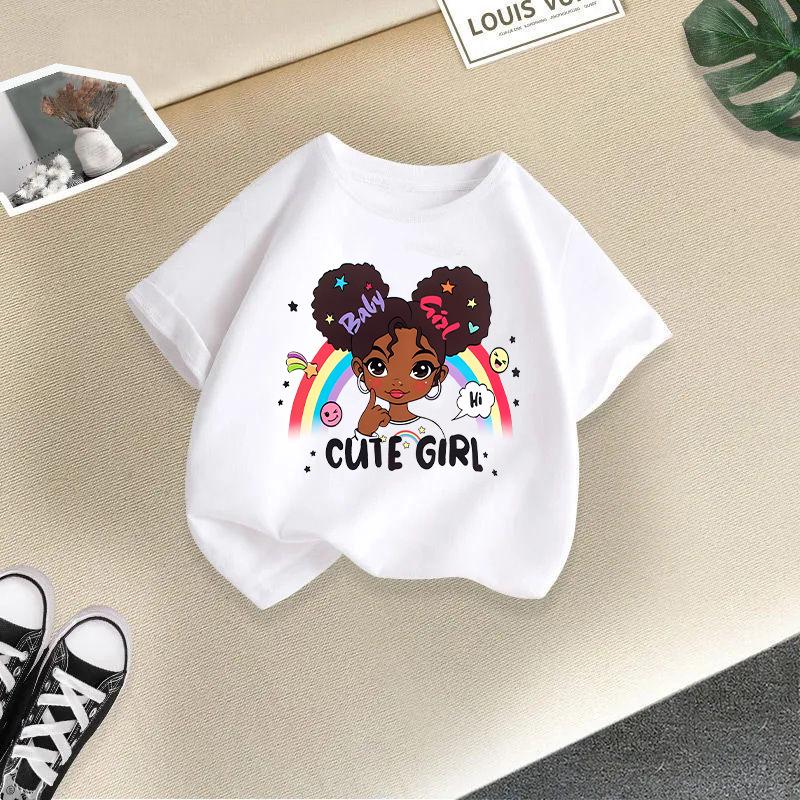 Girls' Cartoon Print Casual Round Neck Short-Sleeve T-Shirt - Summer Collection