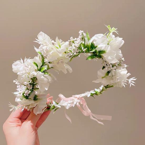 Damen Stirnband 3D Blumen-Dekor Spitzenband Helle Farbe Stirnband Fee Mädchen Rosa