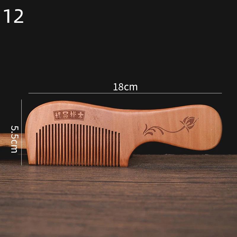 Anti-Static Handcrafted Natural Peach Wood Hair Comb Head Massage Wooden Comb Hair Care Diy Styling Tool
