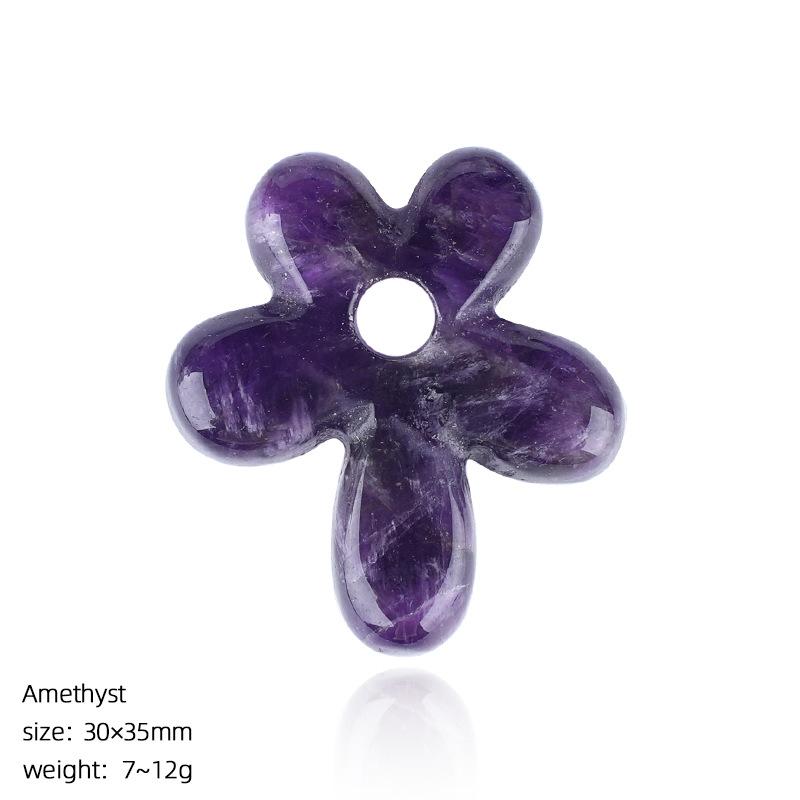 Natural Crystal Five Petal Flower Pendant Vintage DIY Necklace Sweater Chain Jewelry Finding