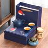 Black Pottery Kung Fu Tea Set Coarse Pottery Tea Set Company Gift Set One Pot and Four Cups with Fragrant Gift