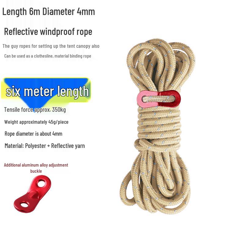 Reflective Wind Rope for Camping Tents - 4mm & 6mm Guy Rope