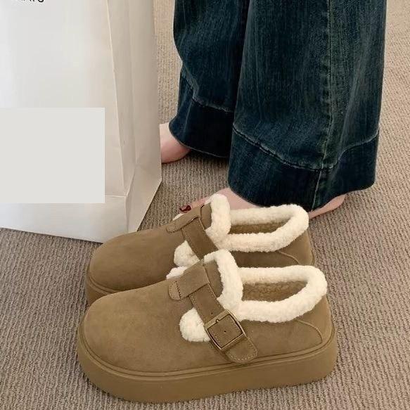 Thick-soled velvet Birkenstocks warm snow boots new winter Birkenstocks wool cotton shoes