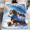 puppies in the snow Printed Blanket Children Adult Blanket Soft Warm Bedding for Bed Sofa Outdoor Travel Cover Blanket Cobertor