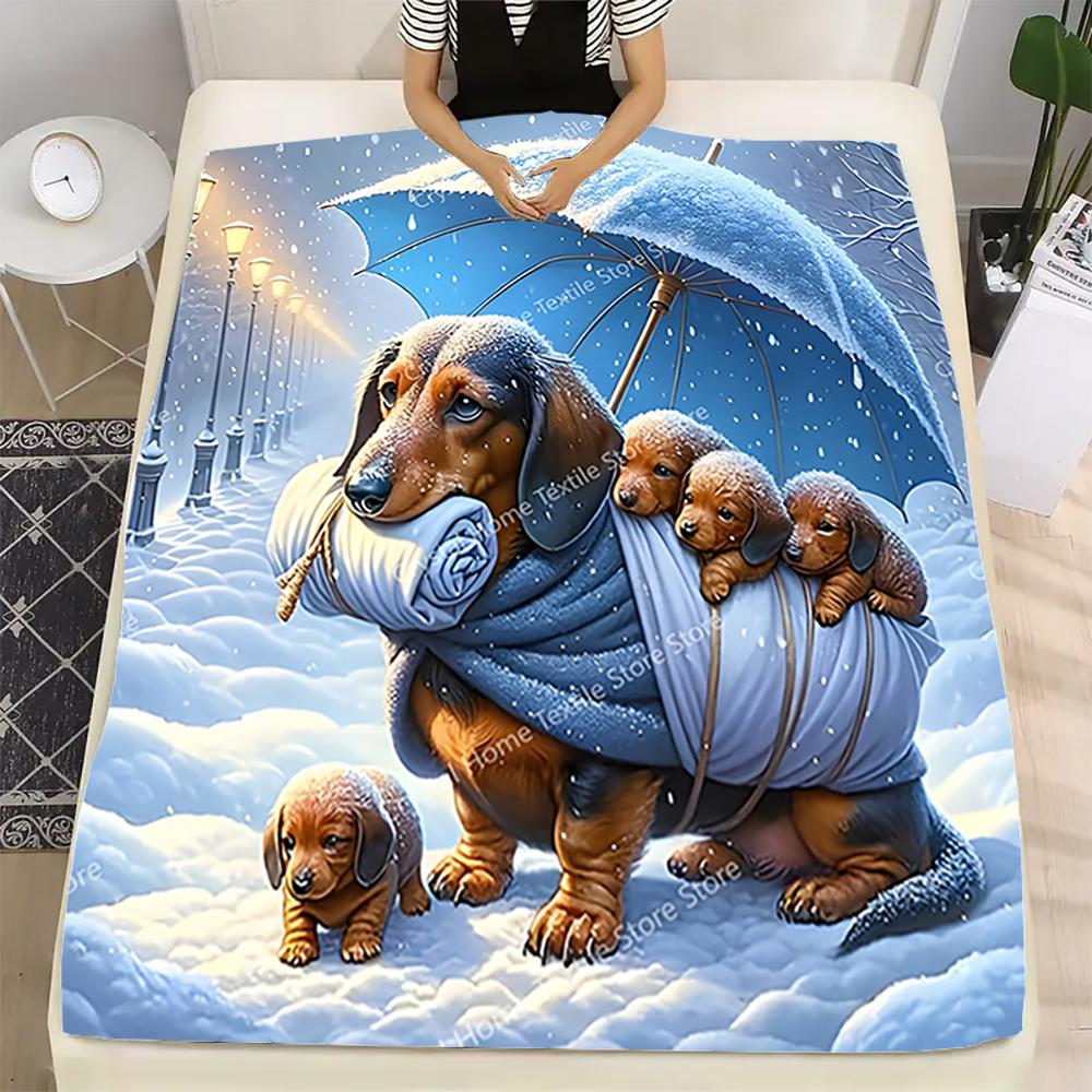 puppies in the snow Printed Blanket Children Adult Blanket Soft Warm Bedding for Bed Sofa Outdoor Travel Cover Blanket Cobertor