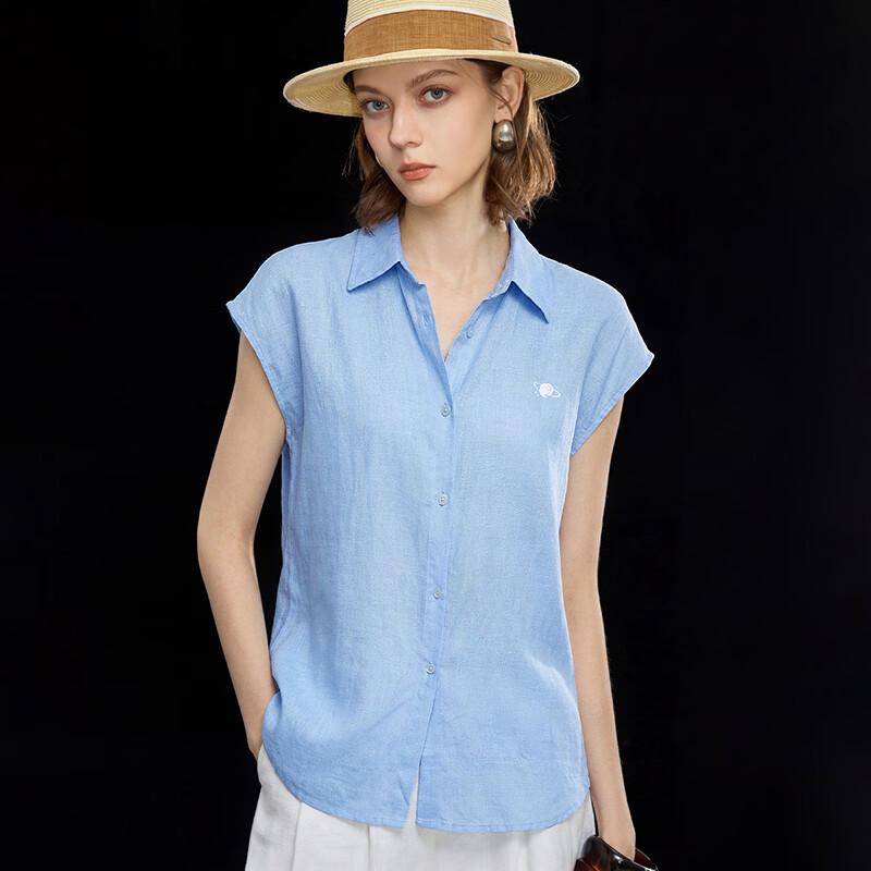 Women s Tencel Linen Blend Embroidered Loose Shirt XL
