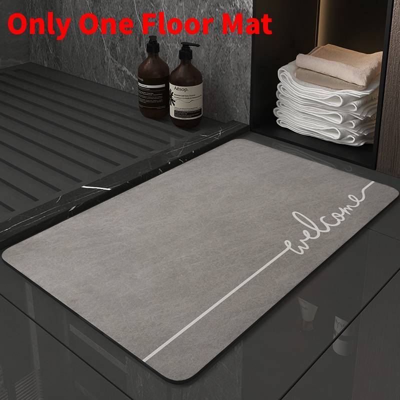Modern Minimalist Silicone Diatom Mud Bathroom Door Mat With Water Absorption For Bathroom Comfort
