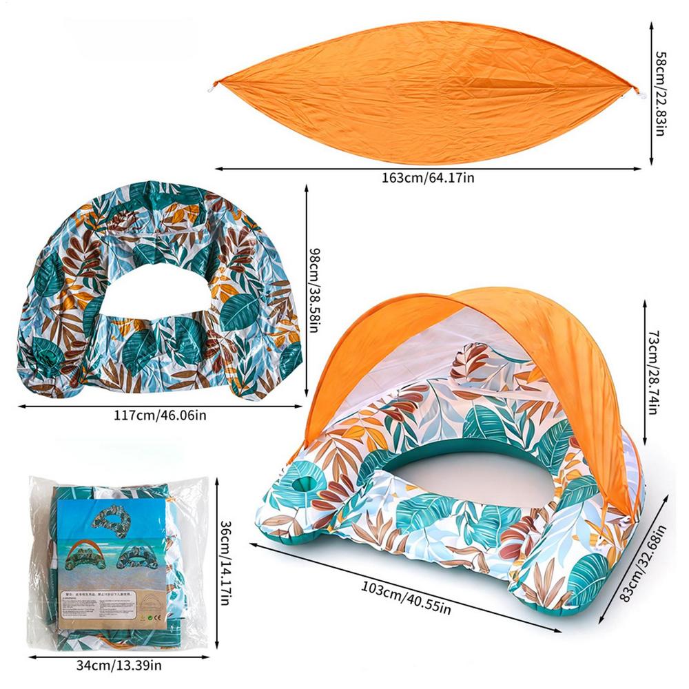 Headrest Pool Floats With Canopy Swimming Pool Float With Ergonomic For Adults Inflatable Beach Floating Chair For Summer Beach