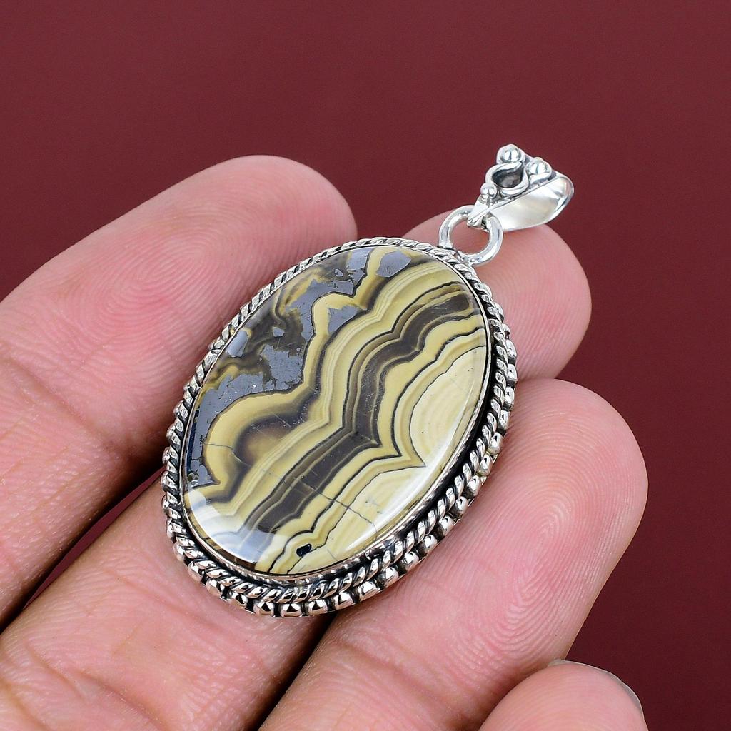 Schalenblende Pendant 925 Sterling Silver Pendant Natural Gemstone Jewelry Handmade Pendant Birthstone Pendant Gifts for Him Silver Jewelry