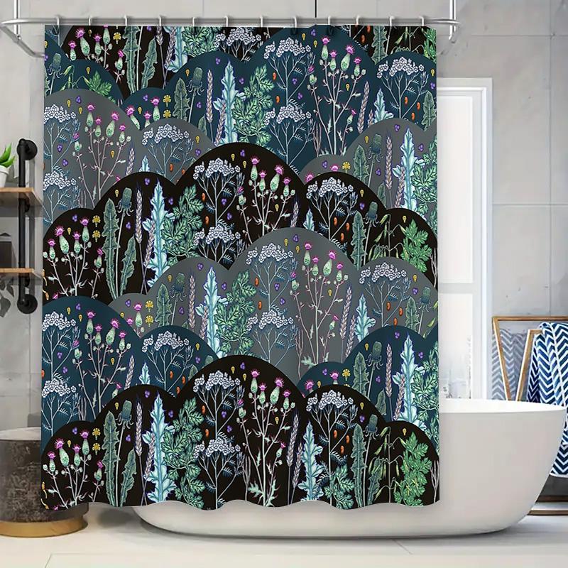 

Botanical Shower Curtain Nature Floral Forest Green Plants Bathroom Decor Vintage Rustic Farmhouse Home Decor Wall Art W60H190(CM)-1 Pcs