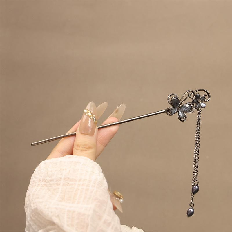 Neo Chinese Style Hairpin For Women Elegant Exquisite Butterfly Flower Tassel Hair Stick Girls Fashion Jewelry Hair Accessories