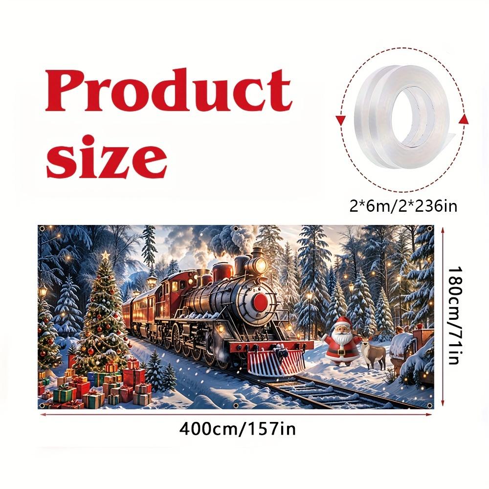 Durable polyester fiber Christmas garage banner - Snow train and tree design  suitable for winter and home decoration