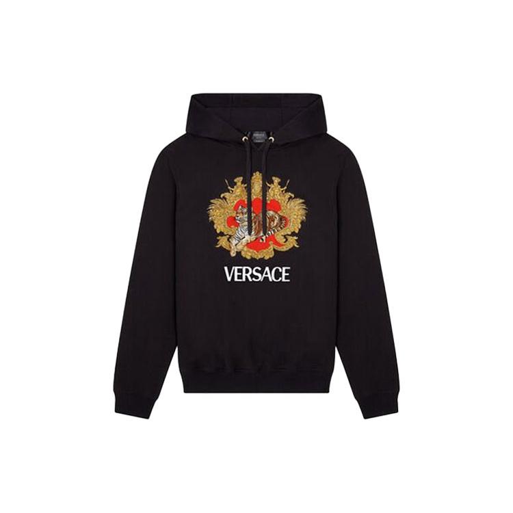 Versace Sweatshirts Men's Black Hooded Moderate 1004211-1A03053-1B000