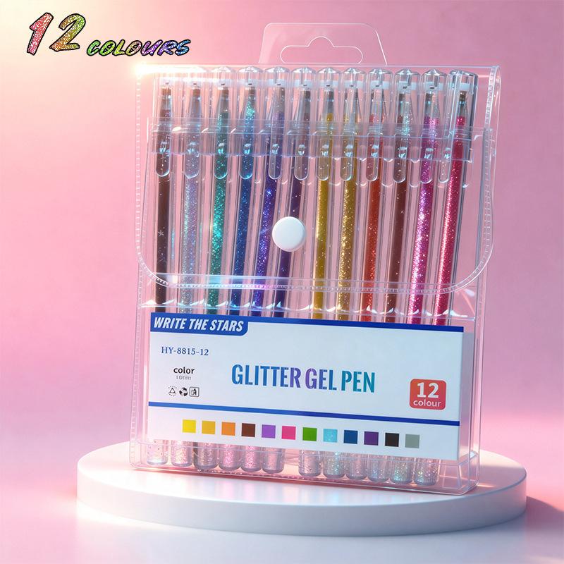 Multicolor Glitter Gel Pens Set 1mm Bullet Tip Sparkling Drawing Pens For School Art Journaling Writing Drawing