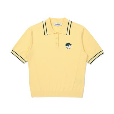 MALBON GOLF Women'S Color Tip Collar Half Sleeve Knit Yellow (Woman)