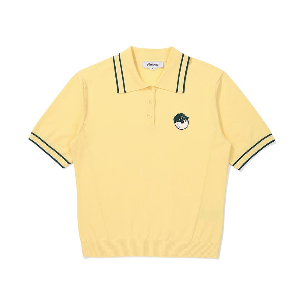 MALBON GOLF Women'S Color Tip Collar Half Sleeve Knit Yellow (Woman)