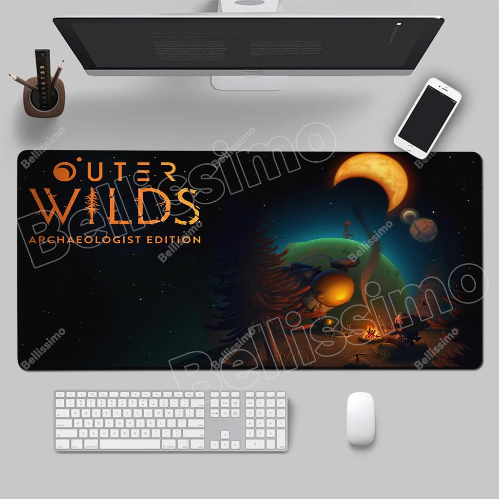 XXL Mouse Pad Anime Gamer Outer Wilds Mousepad PC Gaming Accessories Keyboard Pad Laptop Universe Space Solar System HD Desk Mat