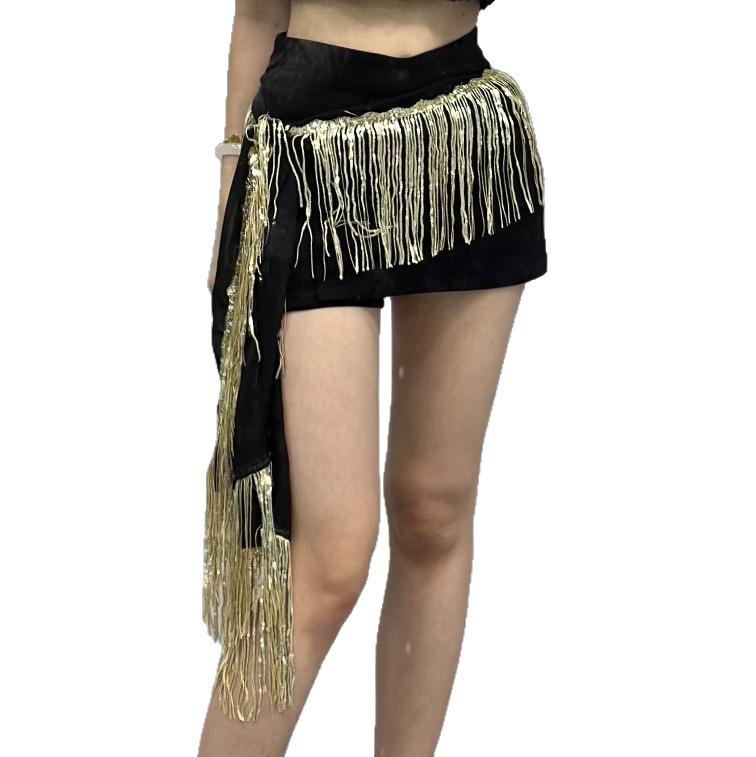 Shiny Tassel Belly Dance Waist Chain and Hip Scarf for Beginner Jazz or Nightclub Performance