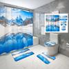 Snow Mountain Shower Curtain Set Waterproof Winter Natural Scenery Shower Curtain With Hook Non-Slip Bath Mat Toilet Lid Cover