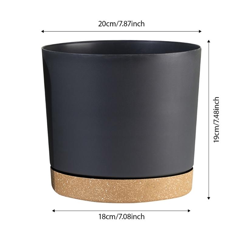 8inch Resin Flowerpot Flower Plant Pot Balcony Courtyard Potted Plant Flowerpot with Drainage Home Garden Tray