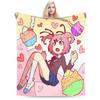 Pink Natsuki Anime Games Velvet Throw Blanket Anime Blanket for Home Bedroom Warm Bedspread