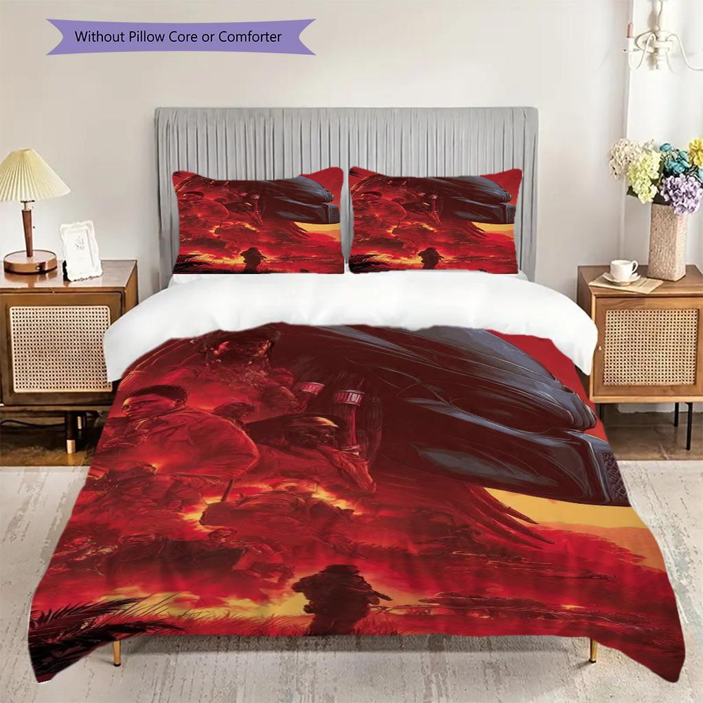 Alien Vs Predator Cosmic Battle Bedding 1 Duvet Cover 2 Pillowcase Without Core Soft And Comfortable Duvet Cover And Pillowcase Bedding Set