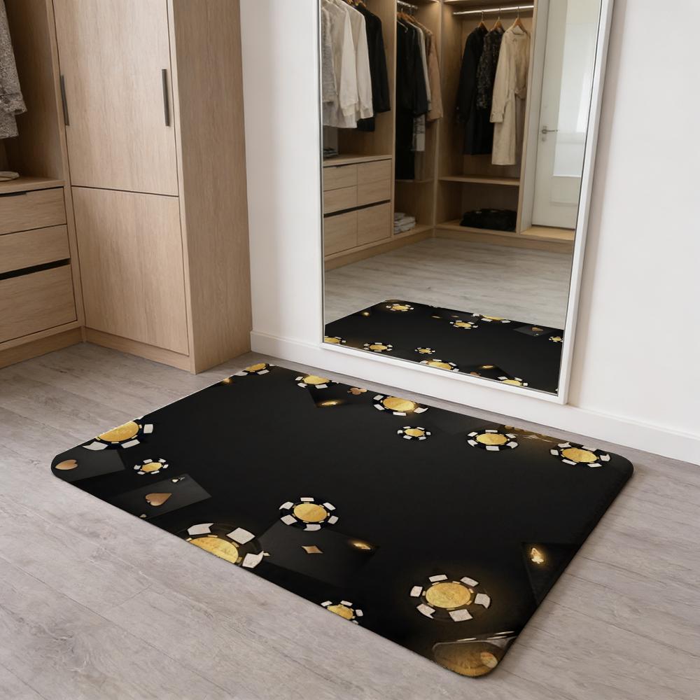 Fashion Spade Floor Mat Washable Absorbent Flannel Door Mat Non-Slip Indoor Floor Carpet