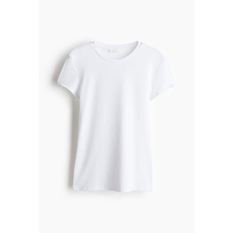 

HM Women s T-shirt 2025 Autumn New Fashion Casual round Neck Minimalist Silm Figure Flattering Short Sleeve Top 1142908