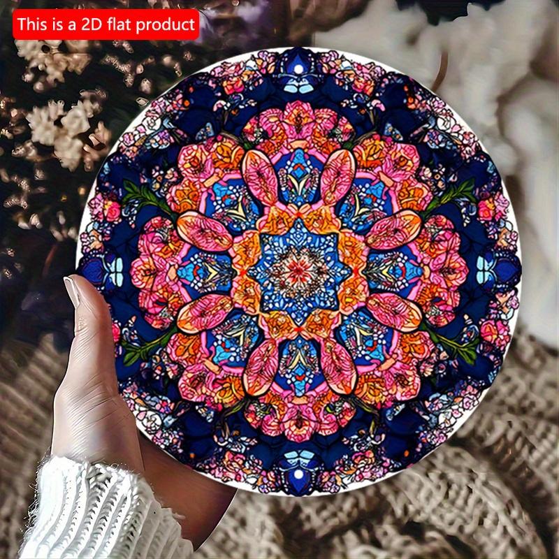 2D Flat 20*20cm1pc Vintage Floral Mandala High Quality Signage, Fantastic Round Wall Art Plaque with Symmetrical Harmony&bright Flowers for Bars,
