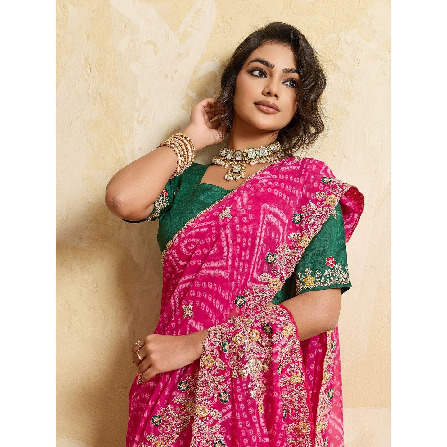 Wedding Wear Bandhej Georgette Saree Collection